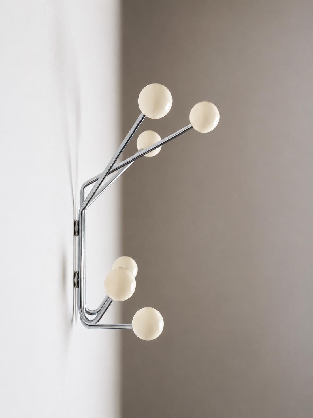 Mid-Century Fan-Shaped Ball Wall Hooks – Cream, 6 Hooks — product view 2