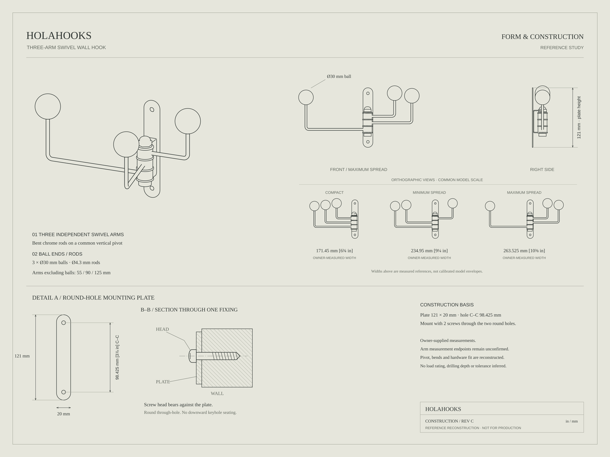 HH-03 construction and dimension drawing — updated structural line drawing.