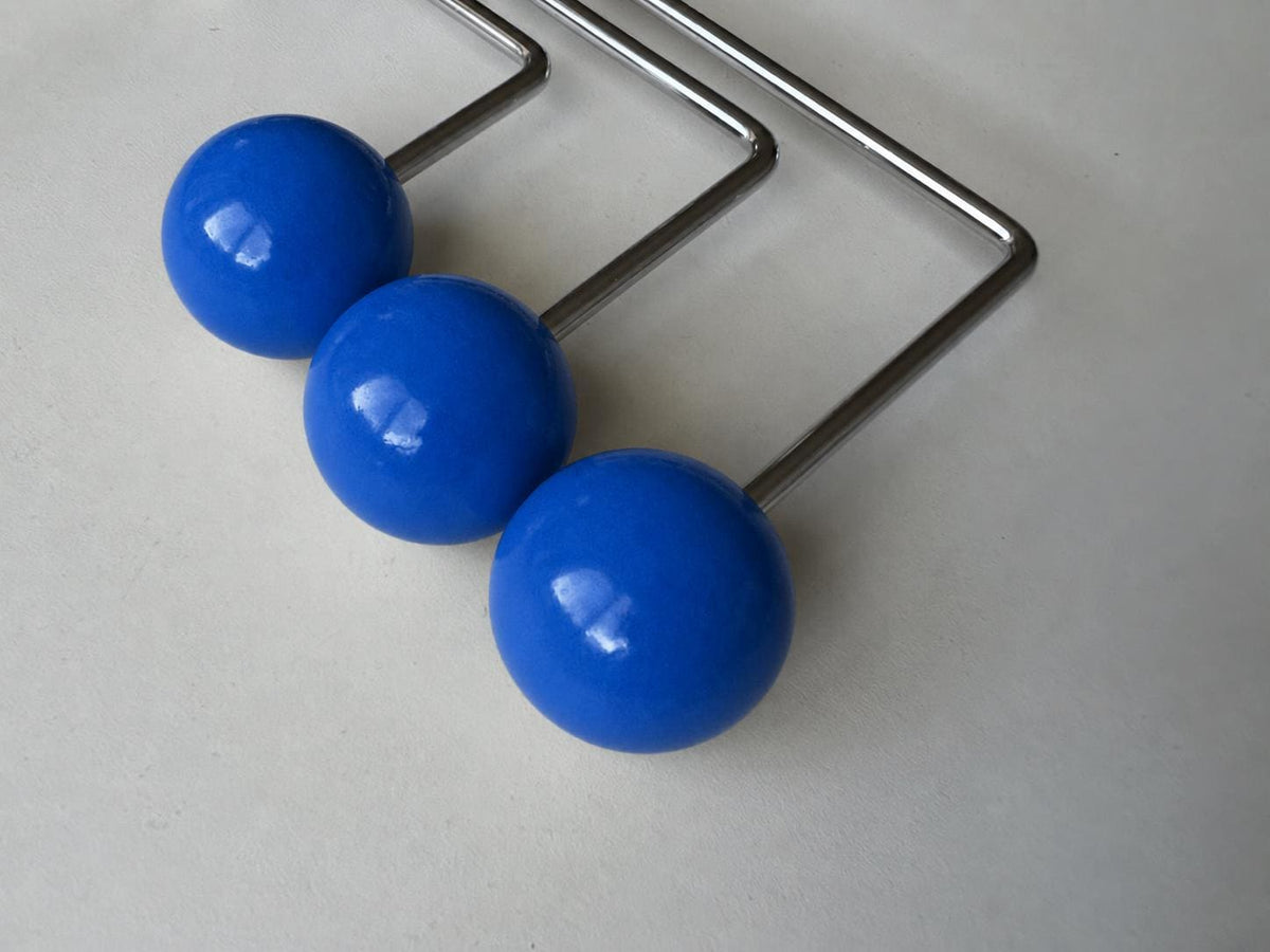 Mid-Century Swivel Ball Wall Hooks – Blue, 3 Hooks — product view 3