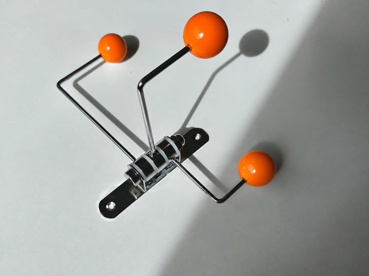 Mid-Century Swivel Ball Wall Hooks – Orange, 3 Hooks — product view 1