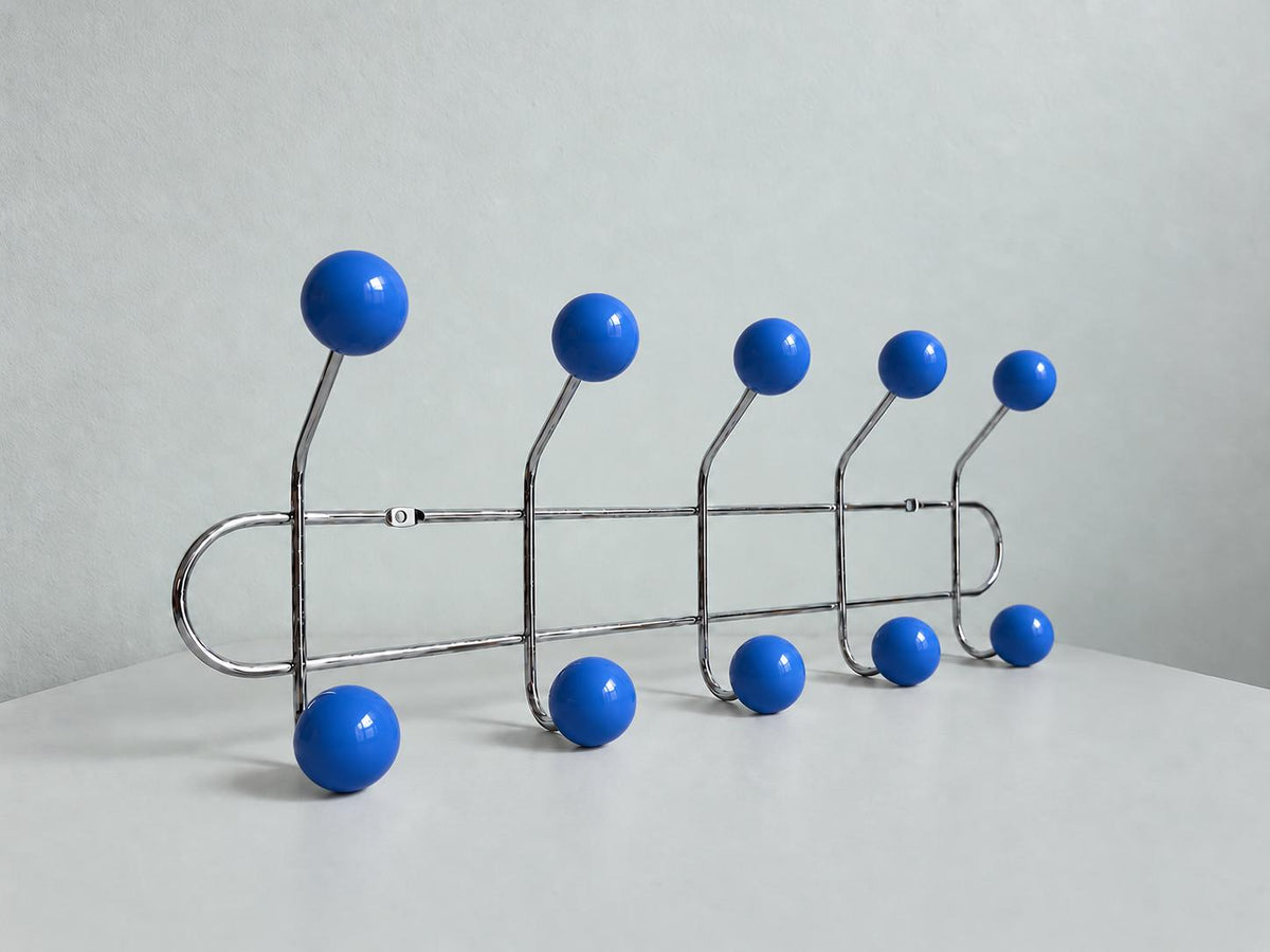 Mid-Century Ball Coat Hooks – Blue, 10 Hooks — product view 1
