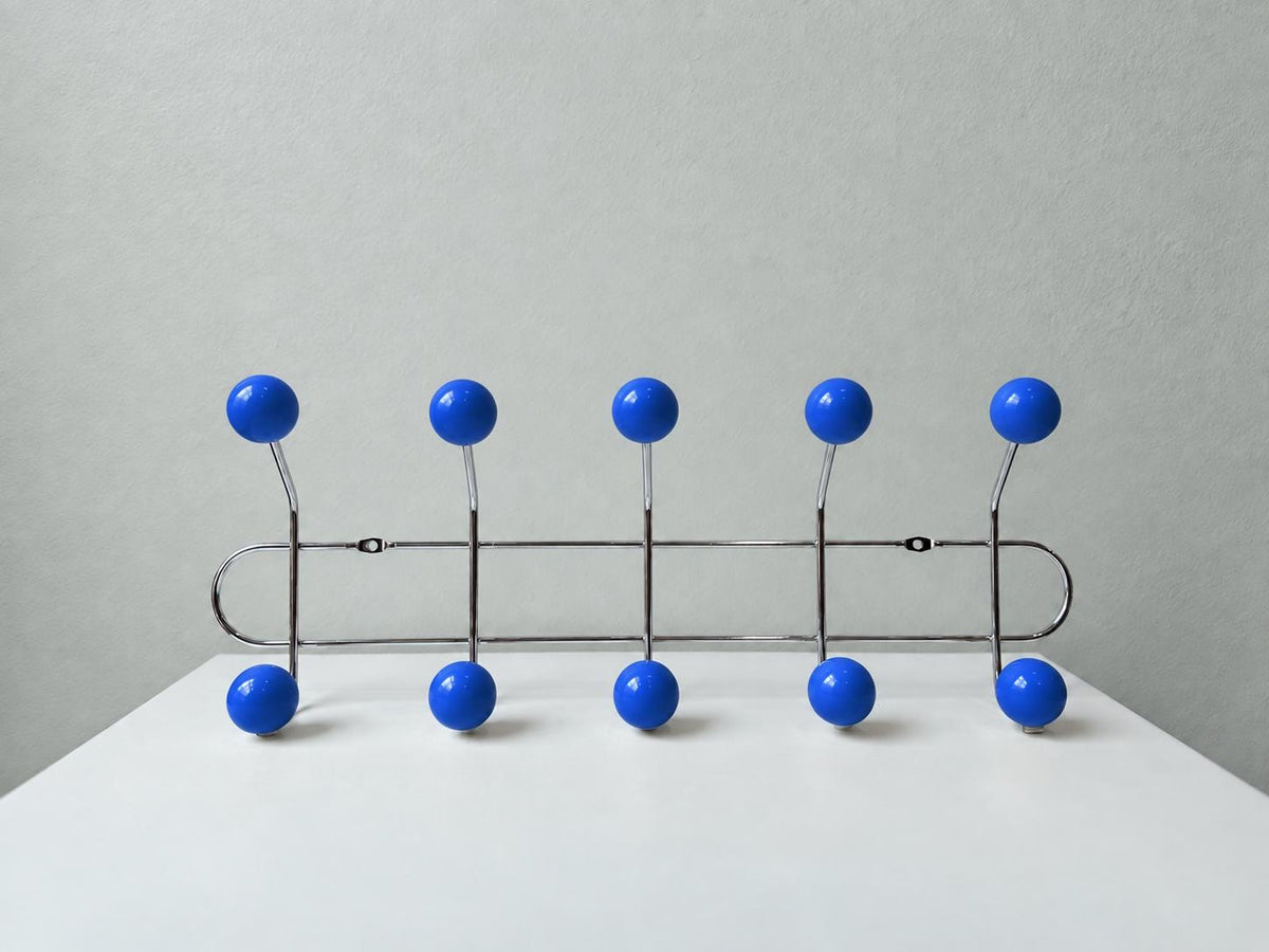 Mid-Century Ball Coat Hooks – Blue, 10 Hooks — product view 2