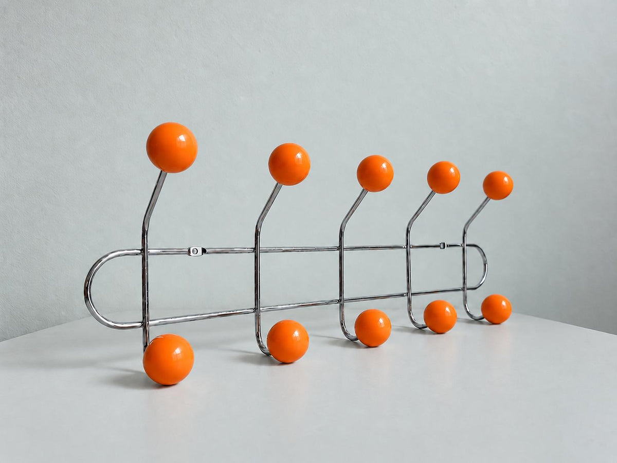Mid-Century Ball Coat Hooks – Orange, 10 Hooks — product view 1