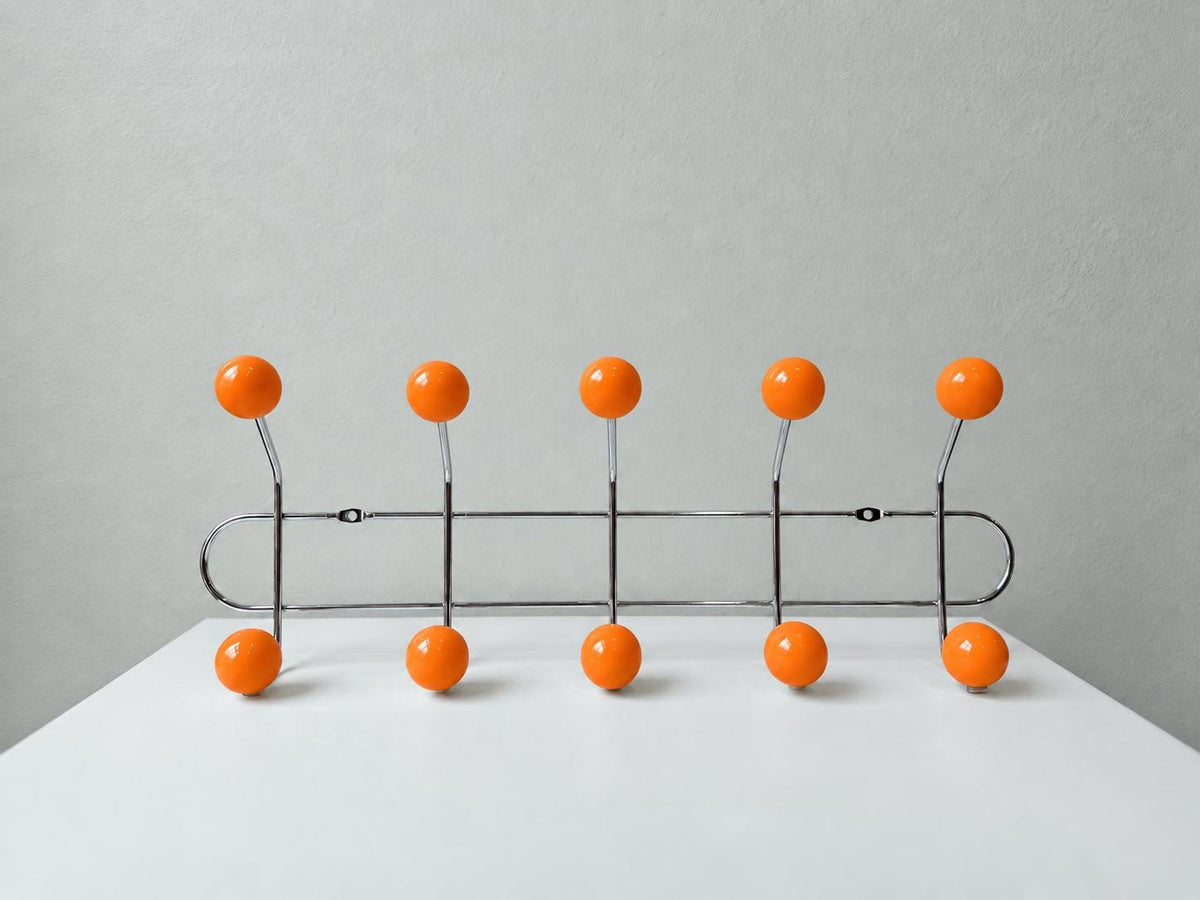 Mid-Century Ball Coat Hooks – Orange, 10 Hooks — product view 2
